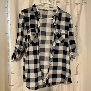 Blue and white plaid top